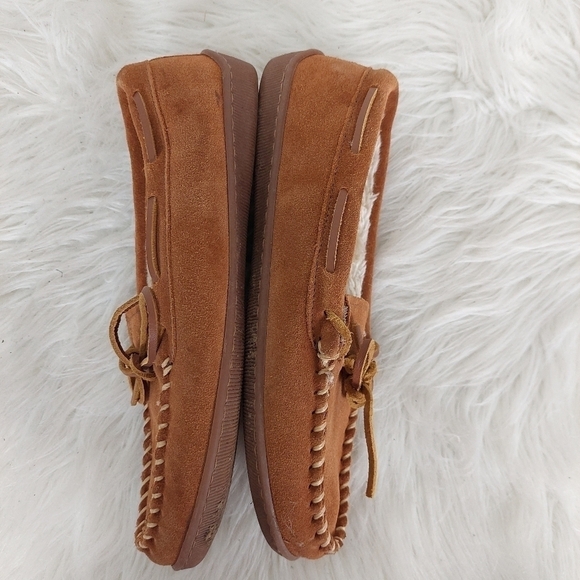 Minnetonka Brown Suede Moccasin Slipper Womens Sz 8 Rubber Sole Shoe 3502 - Picture 8 of 10